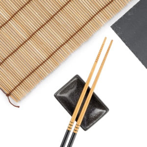 Kit Comida Japonesa em Cerâmica Preto 1 Pessoa - 4 Peças
