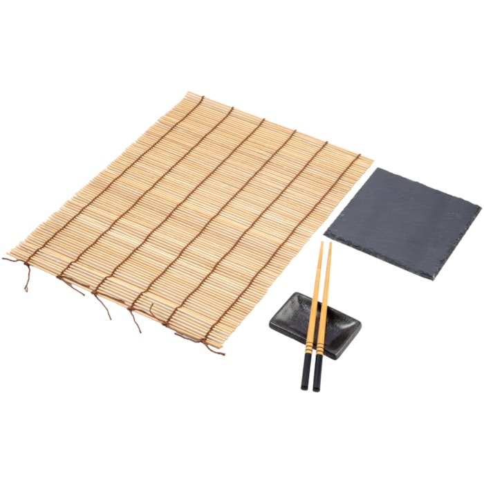 Kit Comida Japonesa em Cerâmica Preto 1 Pessoa - 4 Peças - Madel Home