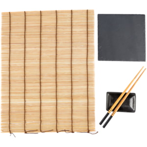 Kit Comida Japonesa em Cerâmica Preto 1 Pessoa - 4 Peças