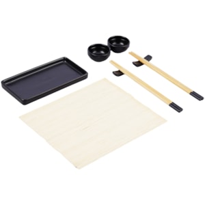 Kit Comida Japonesa em Cerâmica Preto 2 Pessoas - 8 Peças