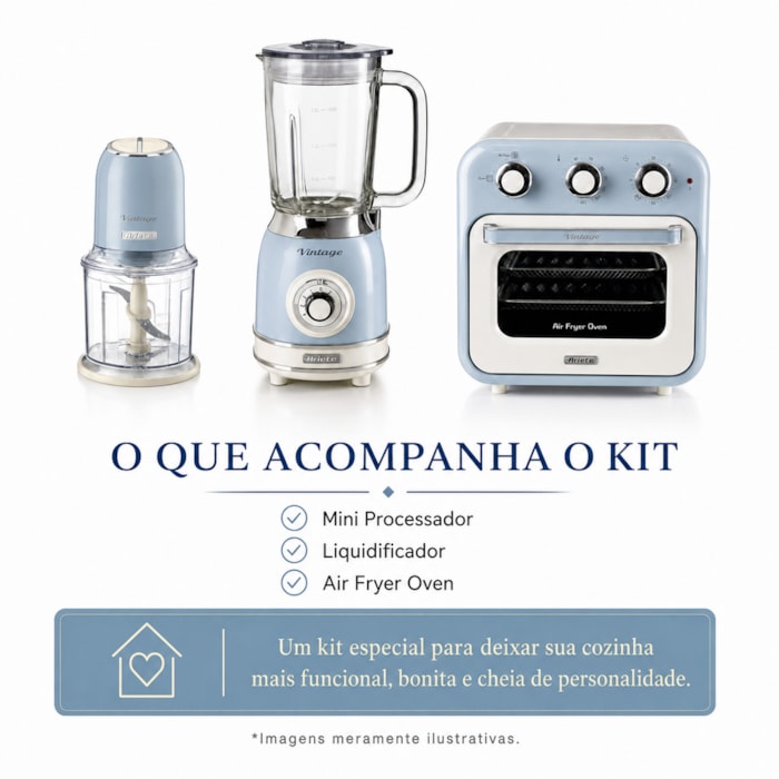 Kit Cozinha Funcional Vintage Azul Ariete - 127V - Madel Home