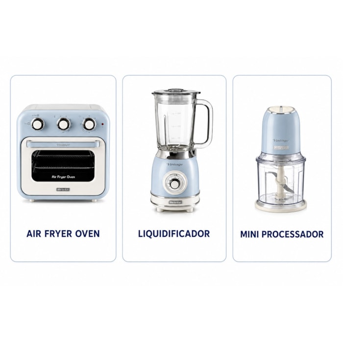 Kit Cozinha Funcional Vintage Azul Ariete - 127V - Madel Home