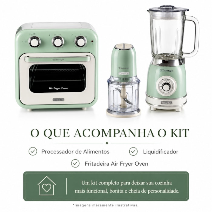 Kit Cozinha Funcional Vintage Verde Ariete - 127V - Madel Home