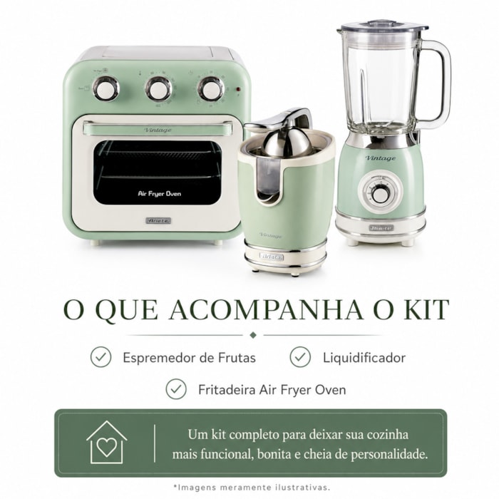 Kit Cozinha Saudável Vintage Verde Ariete - 127V - Madel Home