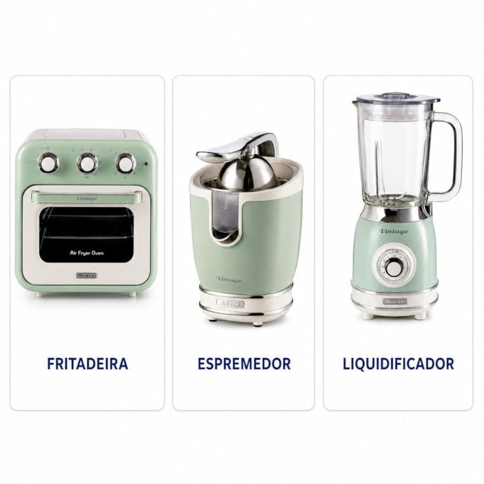 Kit Cozinha Saudável Vintage Verde Ariete - 127V - Madel Home