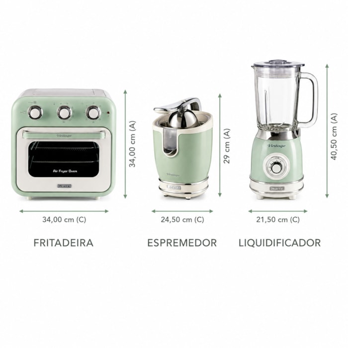 Kit Cozinha Saudável Vintage Verde Ariete - 127V - Madel Home