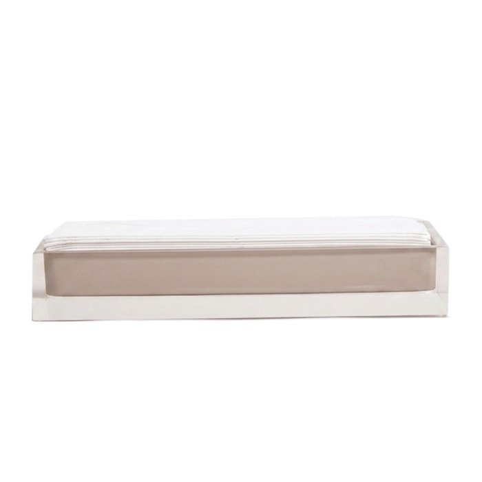 Kit de Banheiro em Resina Cristal Marfim Champagne Bandeja de Papel - 2 Peças - Madel Home