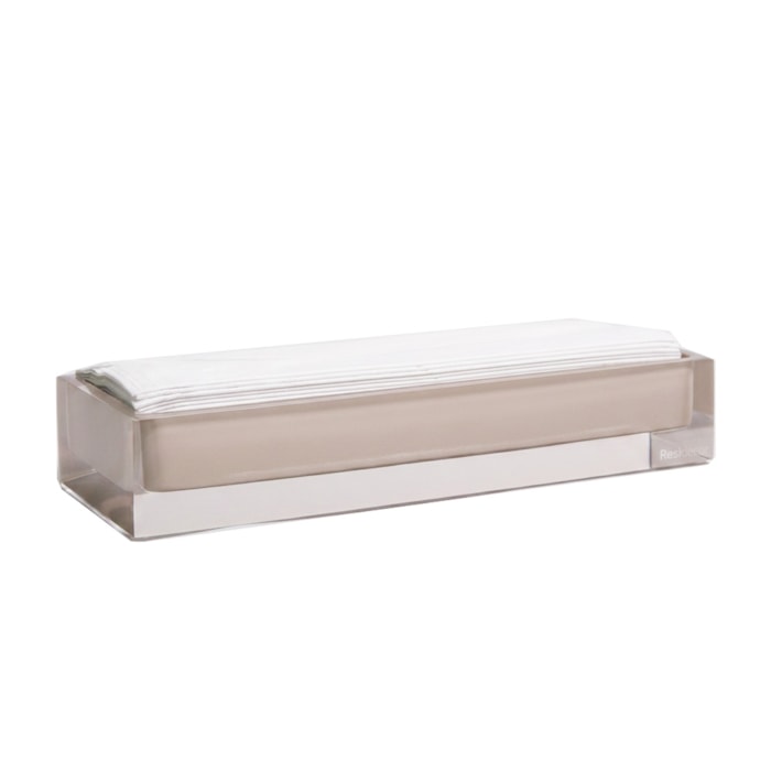 Kit de Banheiro em Resina Cristal Marfim Champagne Bandeja de Papel - 2 Peças - Madel Home