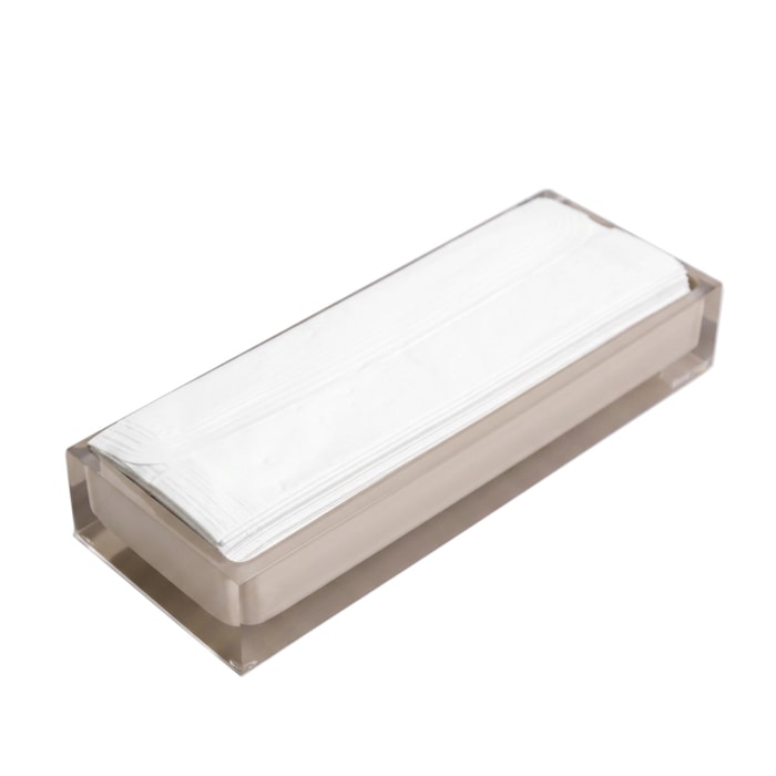 Kit de Banheiro em Resina Cristal Marfim Champagne Bandeja de Papel - 2 Peças - Madel Home