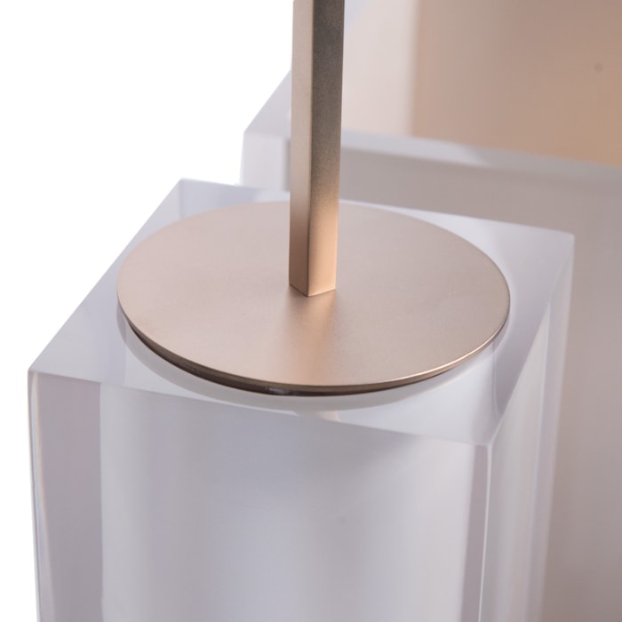 Kit de Banheiro em Resina Cristal Marfim Champagne Lixeira e Escova - 2 Peças - Madel Home