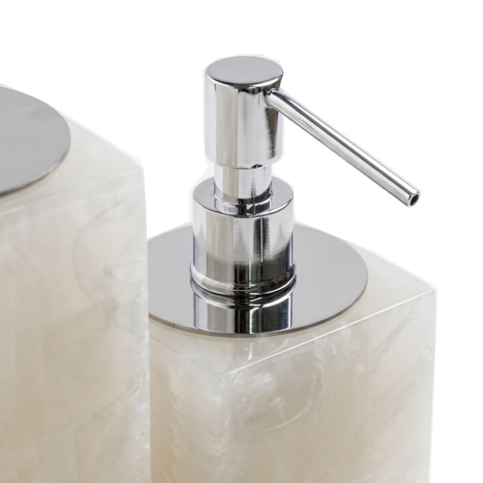 Kit de Banheiro em Resina Madrepérola com Bandeja - 5 Peças - Madel Home