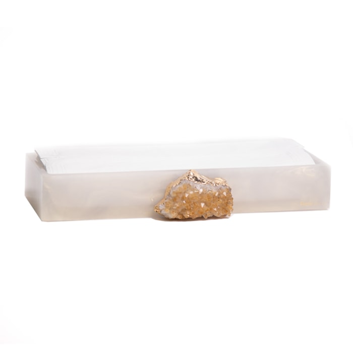 Kit de Banheiro em Resina Nude Pérola Bandeja de Papel - 2 Peças - Madel Home