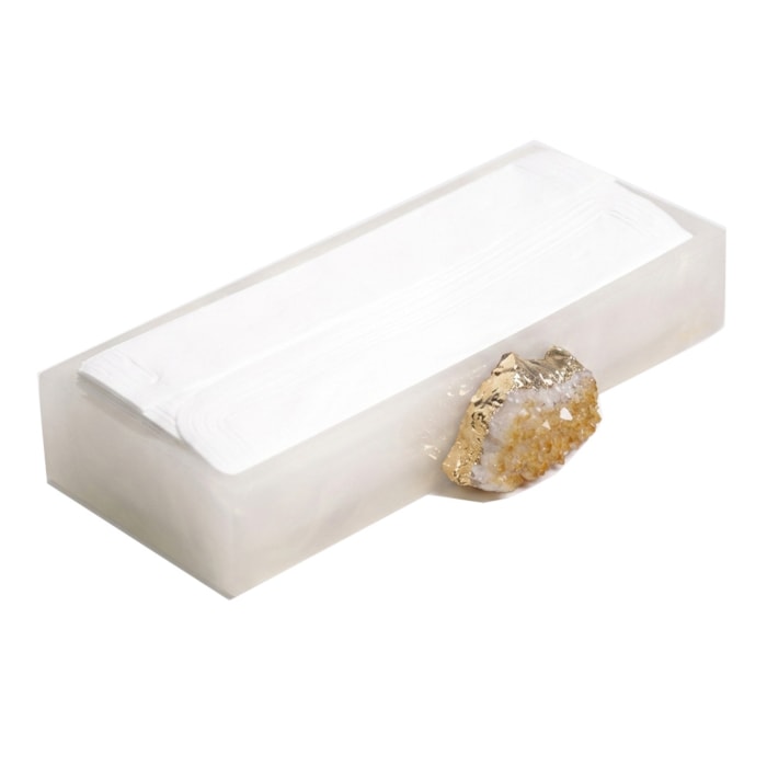 Kit de Banheiro em Resina Nude Pérola Bandeja de Papel - 2 Peças - Madel Home