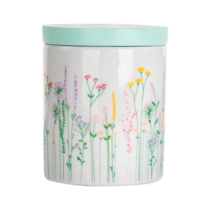 Kit de Higiene Jardim Europeu Porcelana e Tampa Madeira - 3 Peças - Madel Home