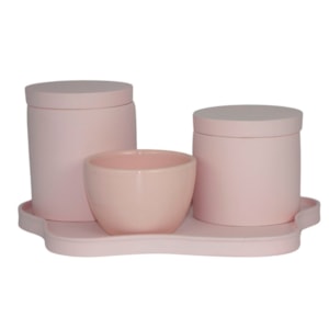 Kit de Higiene para Bebê Abstrato em Resina Rosa Nude - 4 Peças