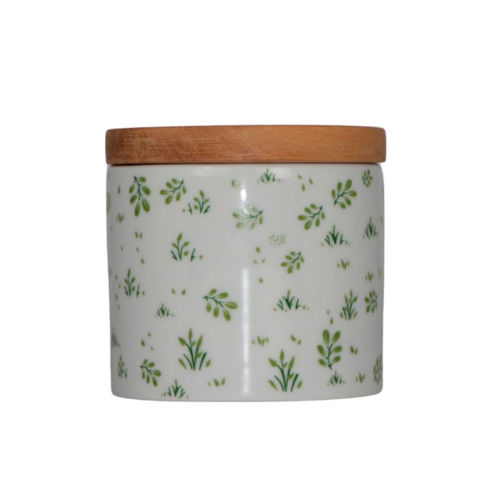 Kit de Higiene Porcelana e Tampa Madeira Selva - 3 Peças - Madel Home