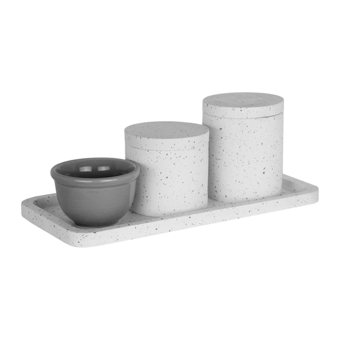 Kit de Higiene Resina Granilite Cinza - 4 Peças - Madel Home