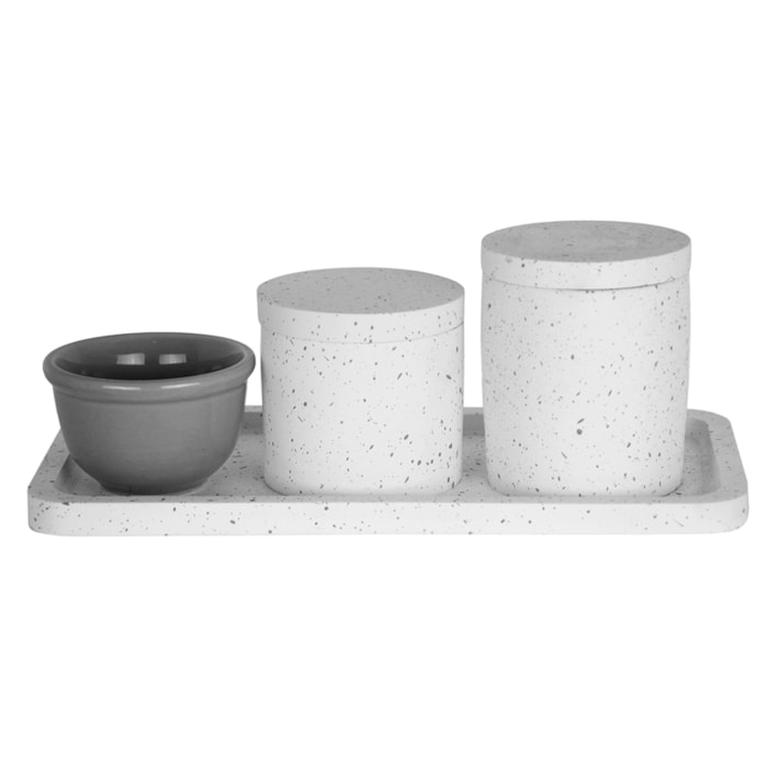Kit de Higiene Resina Granilite Cinza - 4 Peças - Madel Home