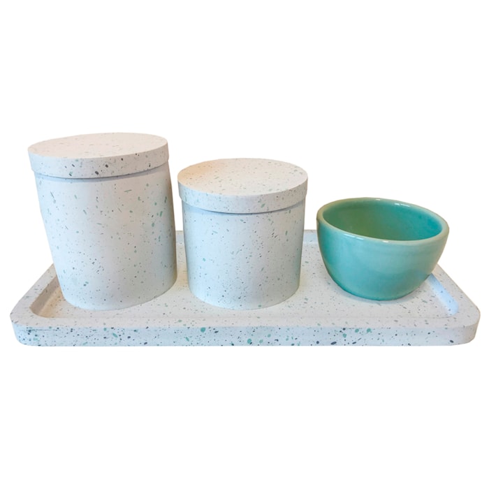 Kit de Higiene Resina Granilite Verde - 4 Peças - Madel Home