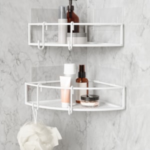Kit de Prateleira de Aço Canto Cubiko 2 Fio Branco Umbra - 2 Peças