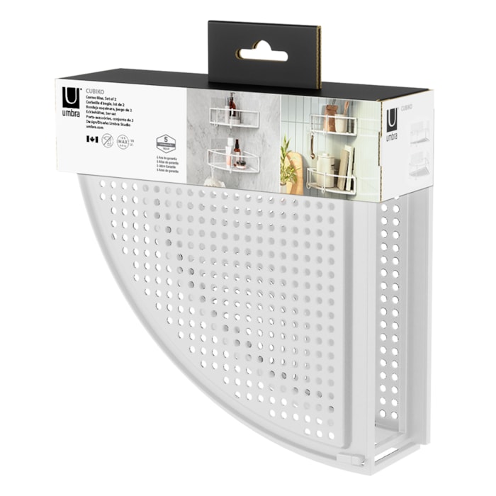 Kit de Prateleira de Aço Canto Cubiko 2 Fio Branco Umbra - 2 Peças - Madel Home