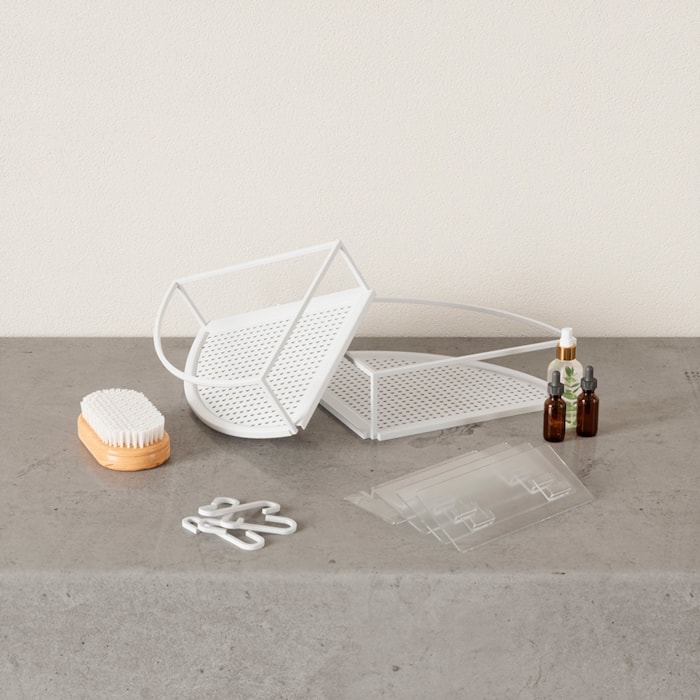 Kit de Prateleira de Aço Canto Cubiko 2 Fio Branco Umbra - 2 Peças - Madel Home