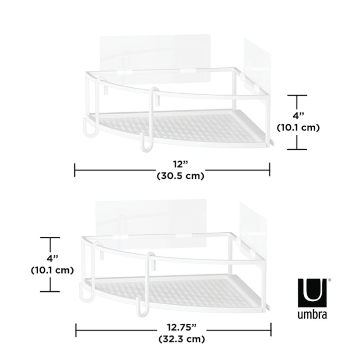 Kit de Prateleira de Aço Canto Cubiko 2 Fio Branco Umbra - 2 Peças - Madel Home