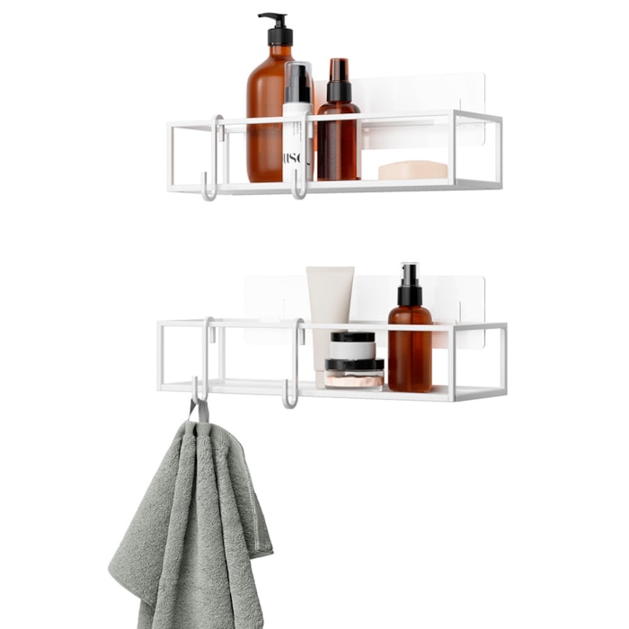 Kit de Prateleira de Aço Cubiko 2 Fio Branco Umbra - 2 Peças - Madel Home