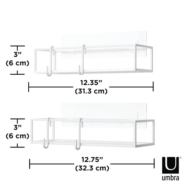 Kit de Prateleira de Aço Cubiko 2 Fio Branco Umbra - 2 Peças - Madel Home