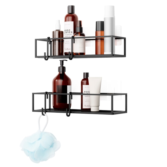 Kit de Prateleira de Aço Cubiko 2 Fio Preto Umbra - 2 Peças - Madel Home