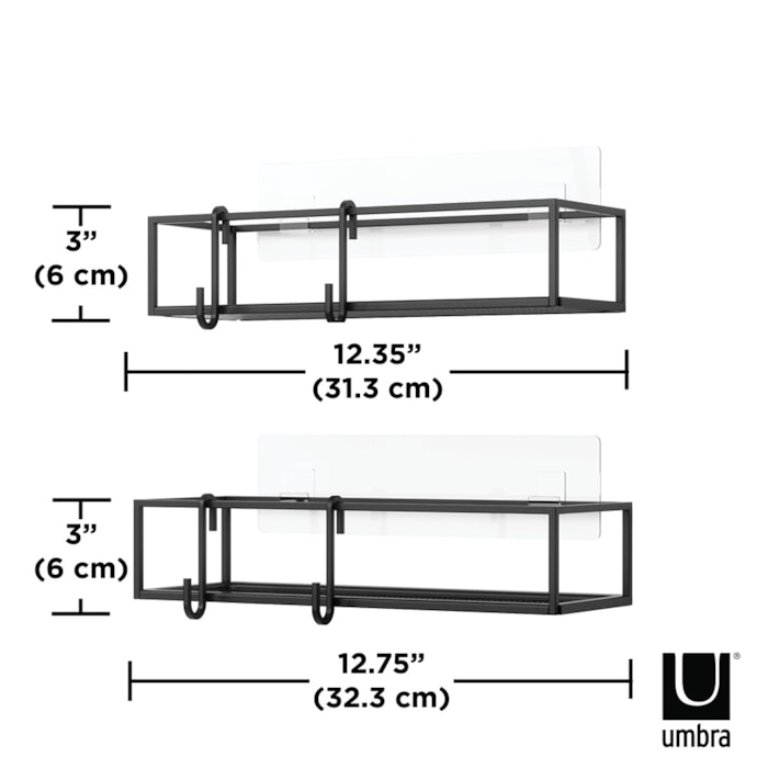 Kit de Prateleira de Aço Cubiko 2 Fio Preto Umbra - 2 Peças - Madel Home