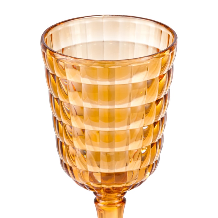 Kit de Taças de Água em Acrílico Itacaré Âmbar 450ml - 6 Peças - Madel Home