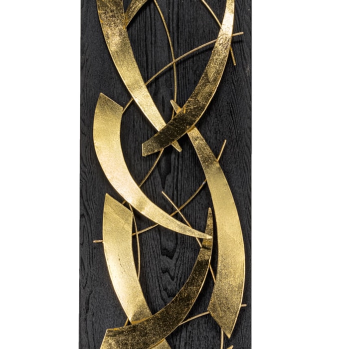 Kit Esculturas Parede Abstrata Metal Dourado Preta - 2 Peças - Madel Home