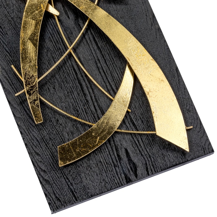 Kit Esculturas Parede Abstrata Metal Dourado Preta - 2 Peças - Madel Home