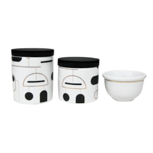 Kit Higiene Porcelana Ameise Vegas Preto e Dourado - 3 Peças