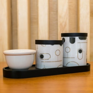Kit Higiene Porcelana Ameise Vegas Preto e Dourado - 3 Peças