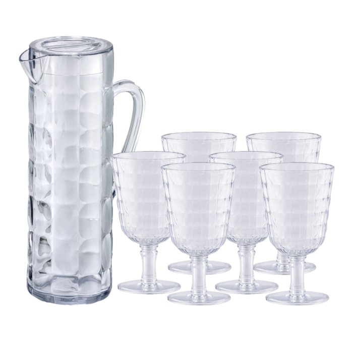 Kit Jarra + 6 Taças em Acrílico Itacaré - Madel Home