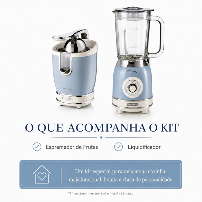 Kit Sucos e Vitaminas Vintage Azul Ariete - 127V - Madel Home