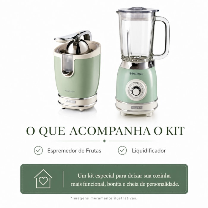 Kit Sucos e Vitaminas Vintage Verde Ariete - 127V - Madel Home
