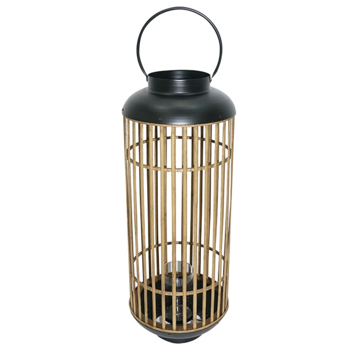 Lanterna de Bambu Detalhes em Metal - 51cm - Madel Home