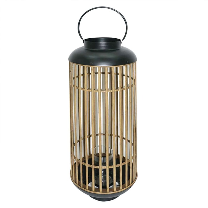 Lanterna de Bambu Detalhes em Metal - 51cm - Madel Home