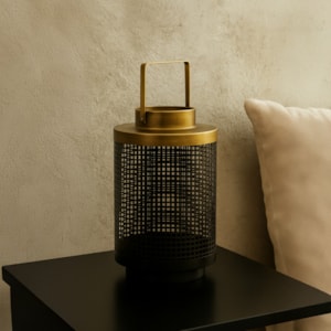 Lanterna de Metal Preto e Dourado - 40cm