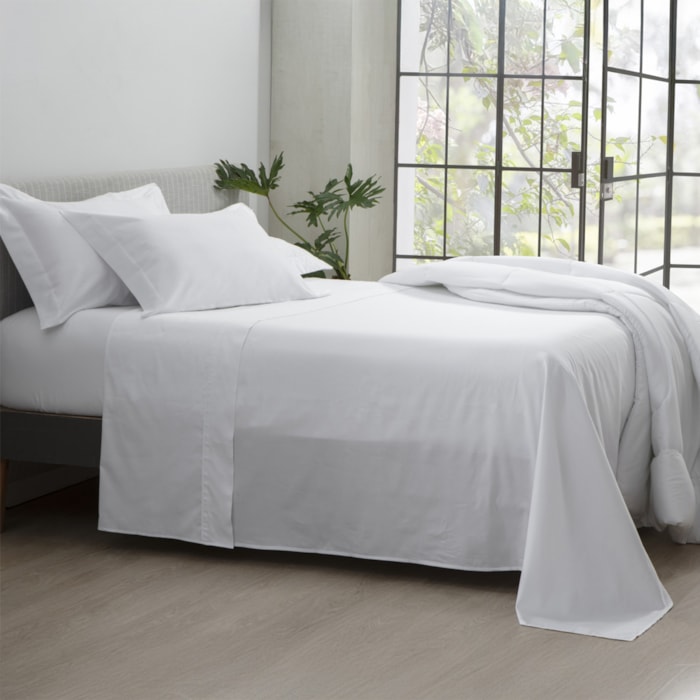 Lençol Avulso Queen 100% Algodão 300 Fios Branco Satinee Kacyumara - Madel Home