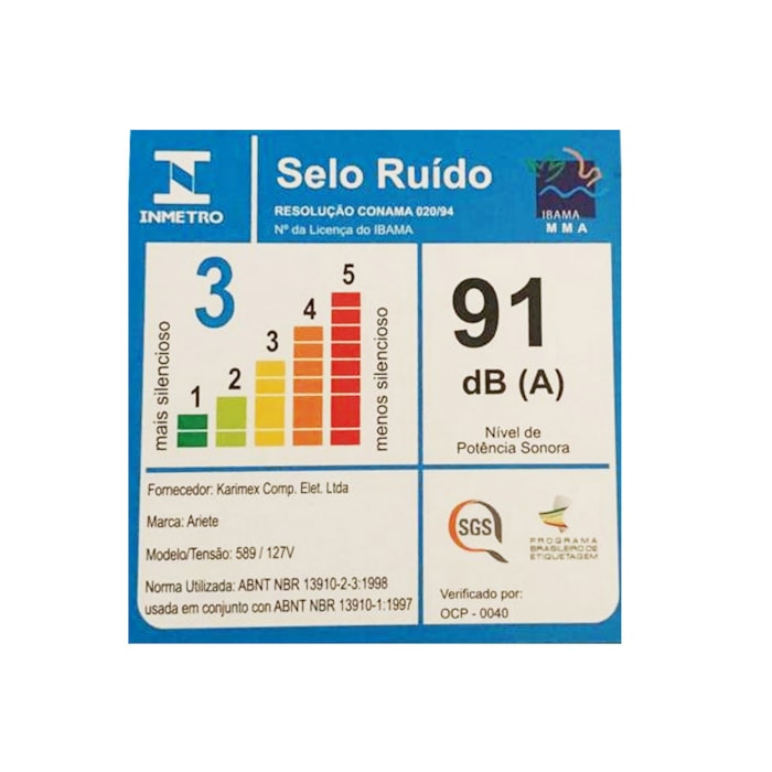 Liquidificador Positano 1000W 1,5L Ariete - 127V - Madel Home