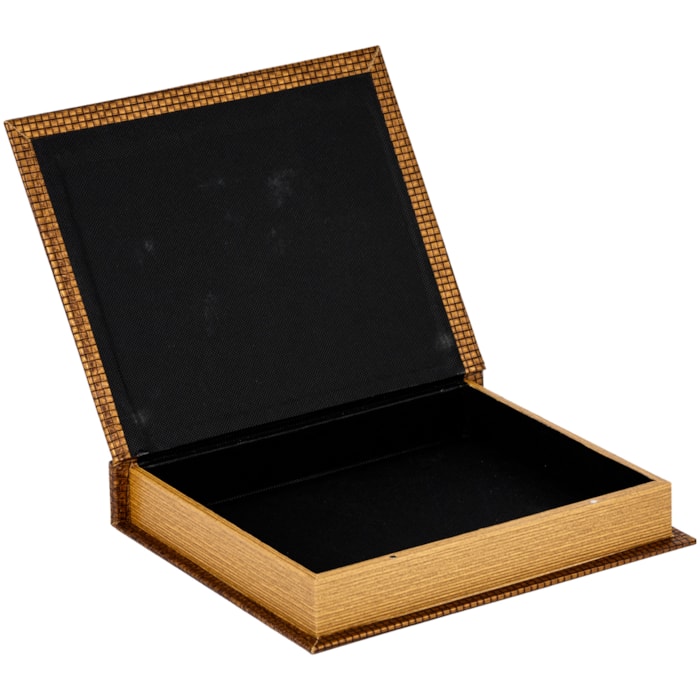 Livro Caixa Decorativa em Mdf com Detalhe em Pu Bronze - 32cm - Madel Home