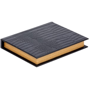 Livro Caixa Decorativa em Mdf e Pu Preto - 26cm