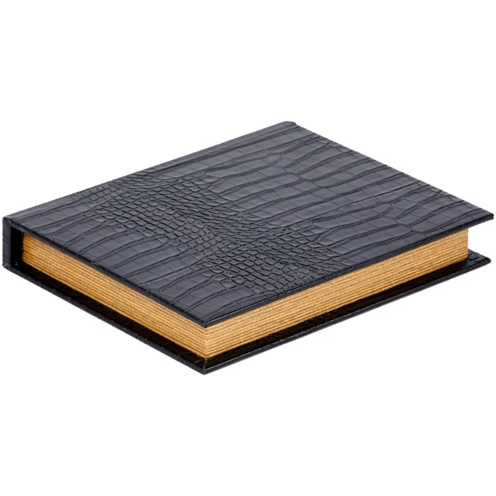 Livro Caixa Decorativa em Mdf e Pu Preto - 26cm - Madel Home