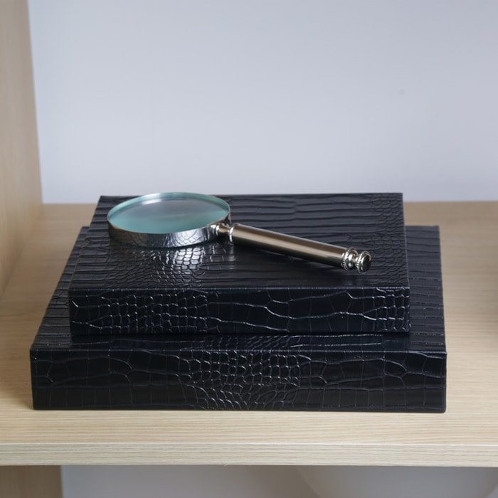 Livro Caixa Decorativa em Mdf e Pu Preto - 26cm - Madel Home