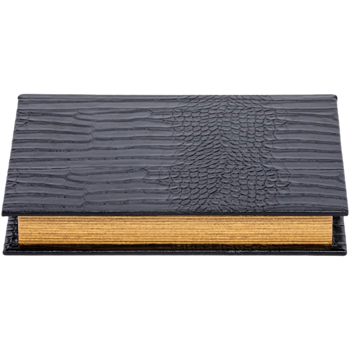 Livro Caixa Decorativa em Mdf e Pu Preto - 26cm - Madel Home