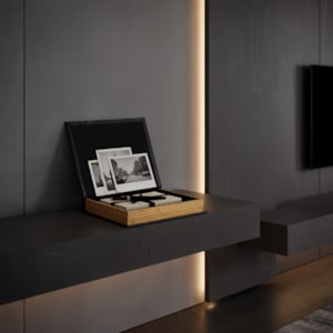 Livro Caixa Decorativa em Mdf e Pu Preto - 32cm